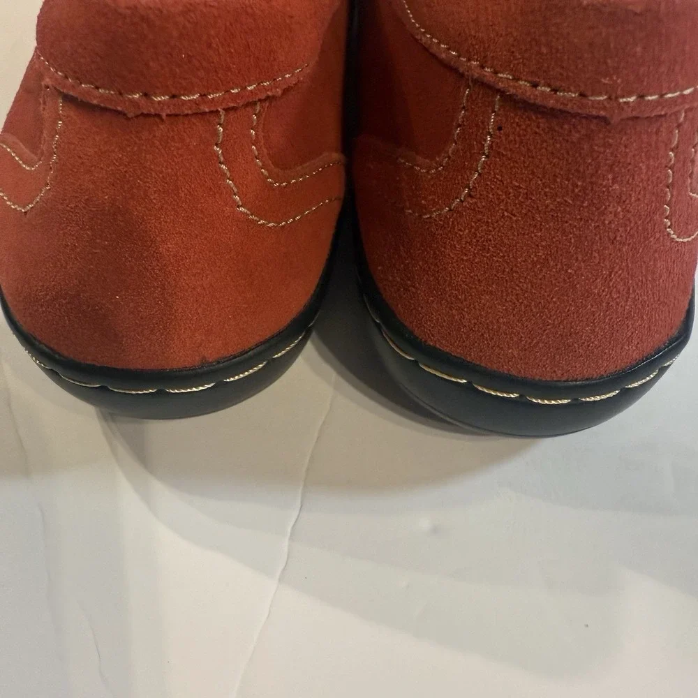 Osslue Red Suede Driving Moccasins Women's Size 7 Slip On Loafers Casual